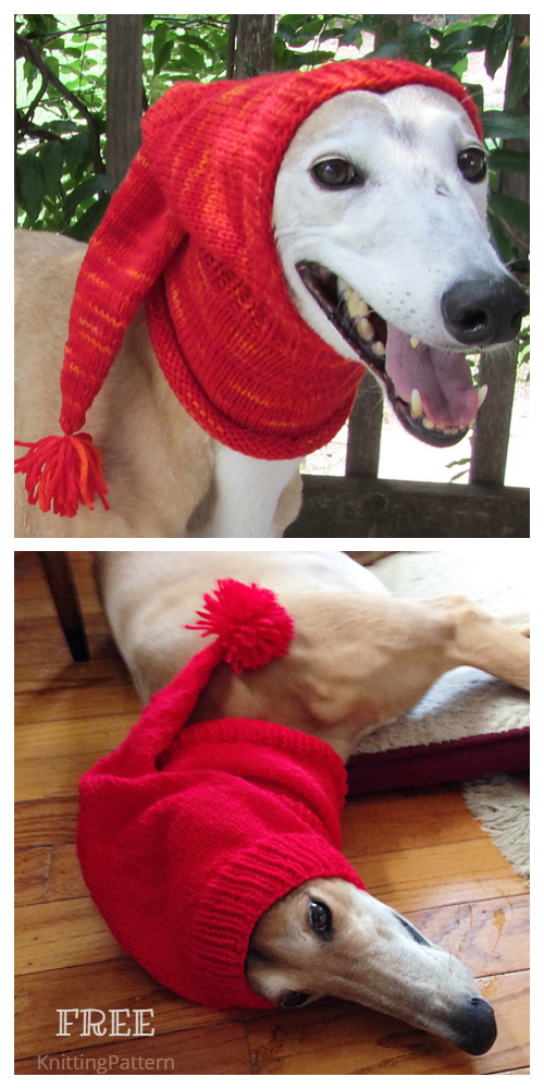 Knit Christmas Dog Hood Hat Free Knitting Patterns