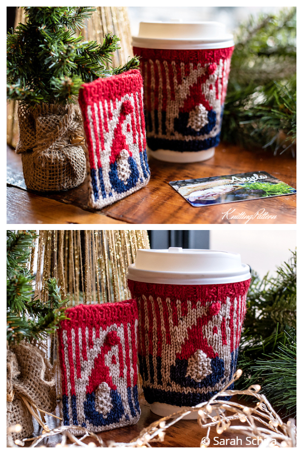 Gnome Cup & Gift Card Cozies Knitting Pattern