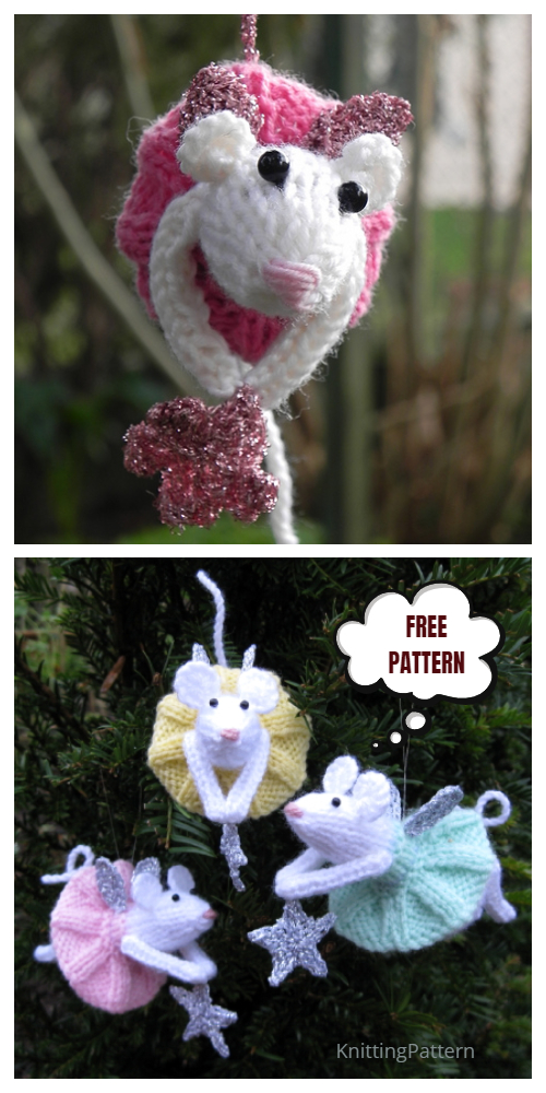 Knit Furry Fairies Christmas Mouse Ornament Free Knitting Patterns