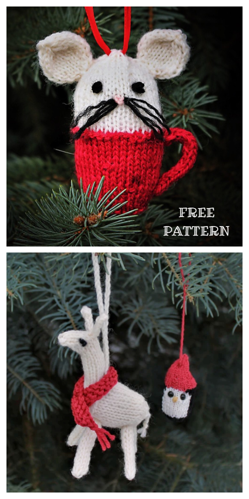 Knit Christmas Mouse Ornament Free Knitting Patterns