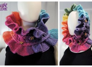 Knit Rainbow Ruffle Cowl Free Knitting Patterns