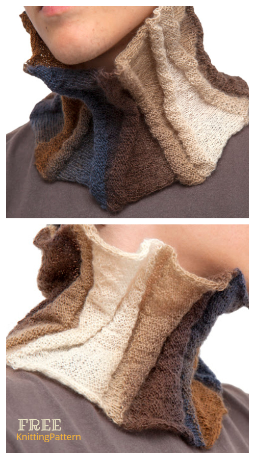 Knit Rainbow Ruffle Collar Cowl Free Knitting Patterns