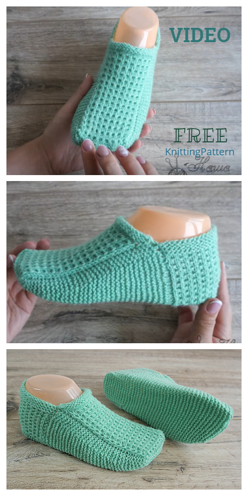 Knit Seamless Slippers Free Knitting Pattern + Video