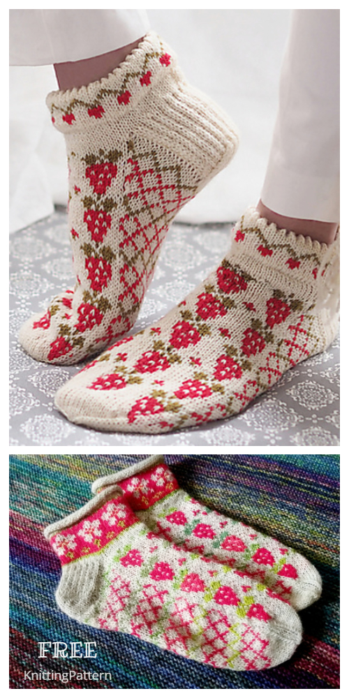 Knit Strawberry Socks Free Knitting Pattern