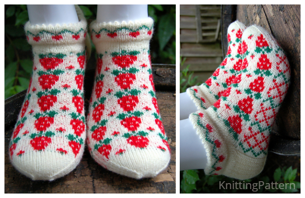 Knit Strawberry Socks Free Knitting Pattern