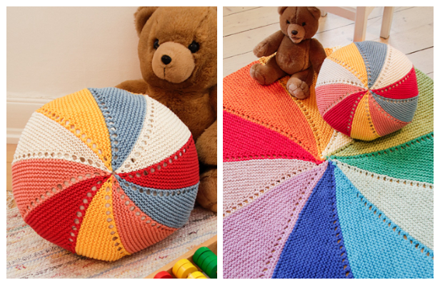 Easy Knit Color Wheel Carpet & Pillow Free Knitting Patterns - Knitting ...