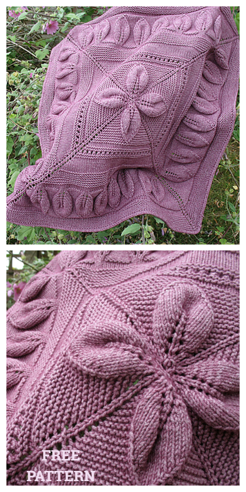 Knit Lucky 4-Leaf Afghan Blanket Free Knitting Pattern