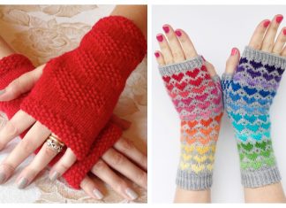Knit Valentine Heart Fingerless Gloves Free Knitting Patterns & Paid