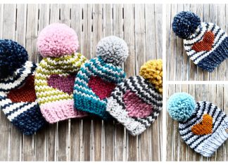 Knit Valentine Heart Hat Free Knitting Pattern & Paid
