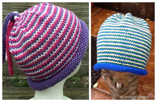 Stashbusting Helix Stripe Hats Free Knitting Patterns - Knitting Pattern