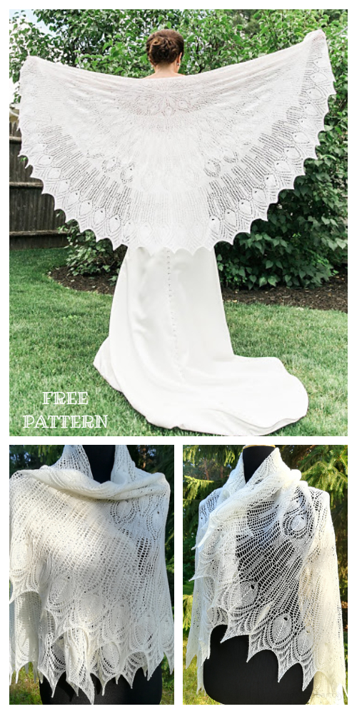 Wedding Peacock Lace Shawl Free Knitting Pattern