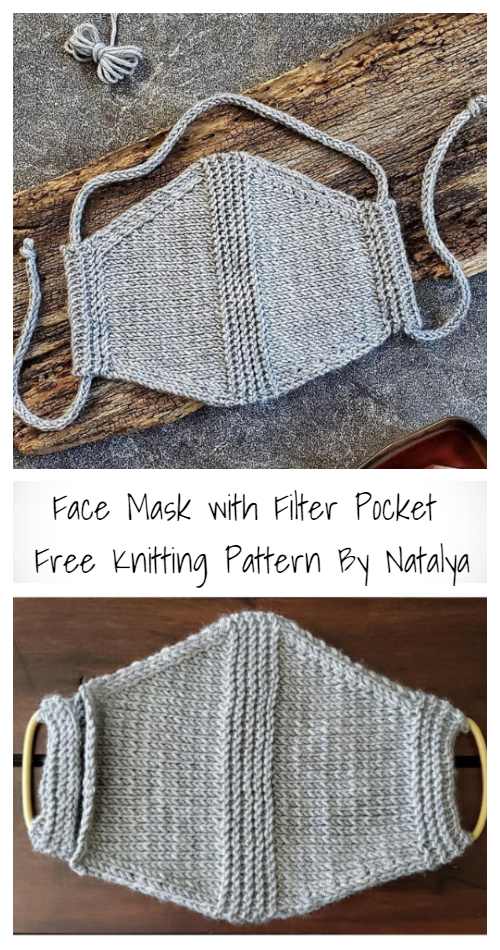 Knit Face Mask WITH Filter Pocket Free Knitting Pattern