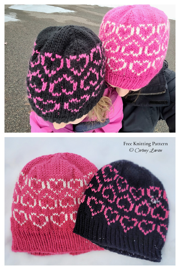 Knit Heart Hat for Valentine's Day Free Knitting Pattern