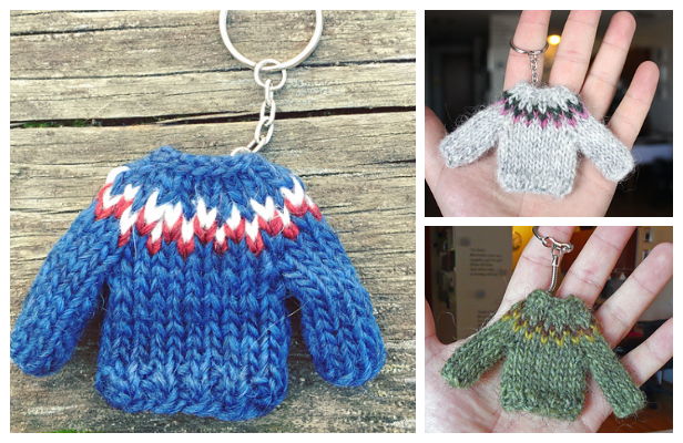 Knit Mini Sweater Keychain Free Knitting Pattern
