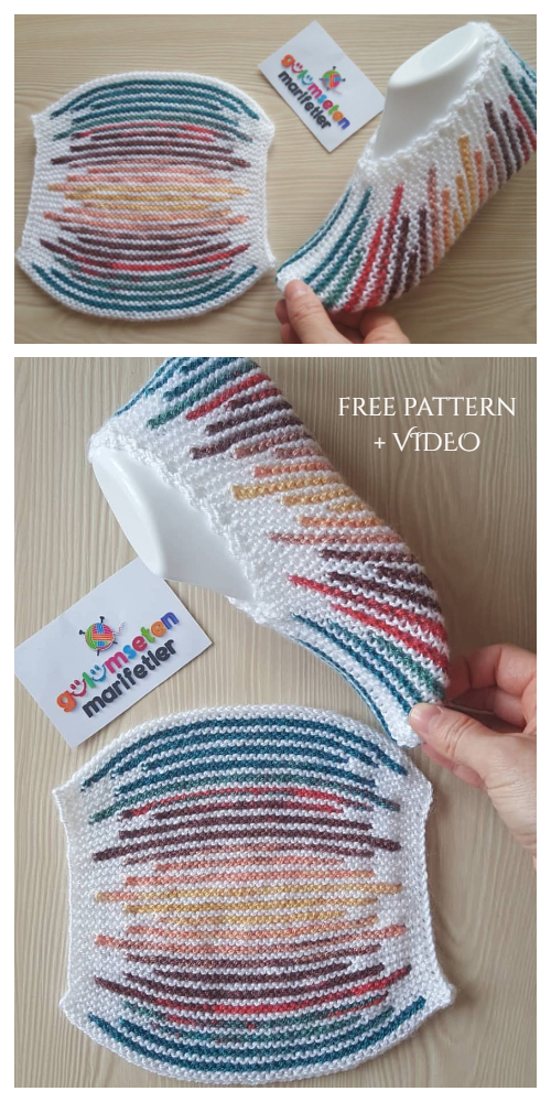 Knit Two Color Turkish Slippers Free Knitting Patterns + Video