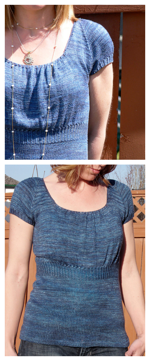 Knit Women Silk Peasant Summer Tee Top Free Knitting Patterns