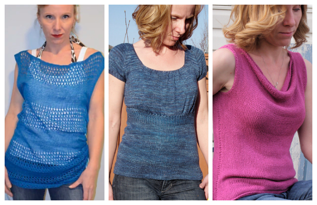 Knit Women Summer Tee Top Free Knitting Patterns