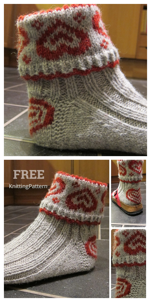 Knit Heart Valentine Socks Free Knitting Patterns