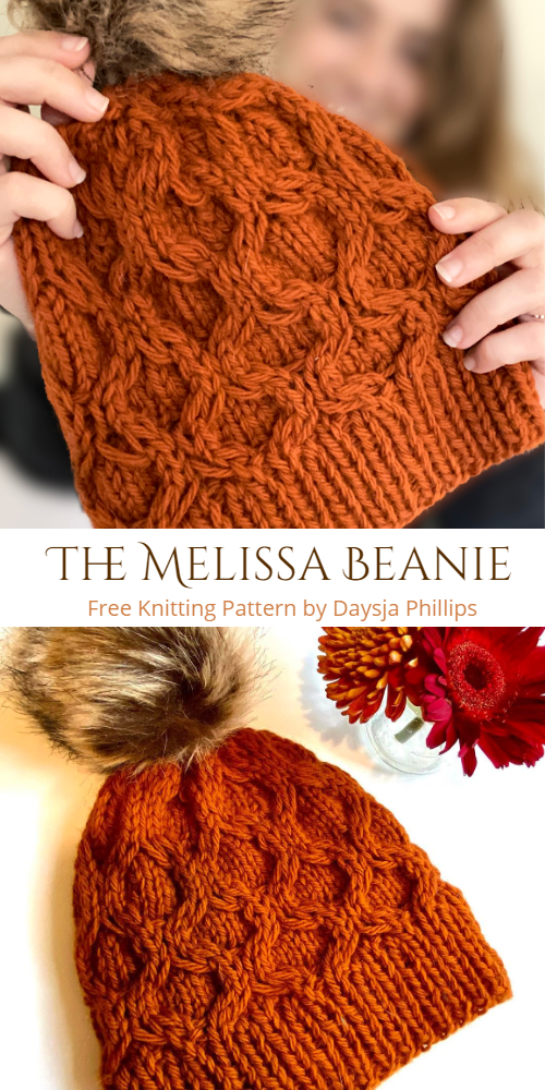 The Melissa Beanie Honeycomb Hat Free Knitting Patterns