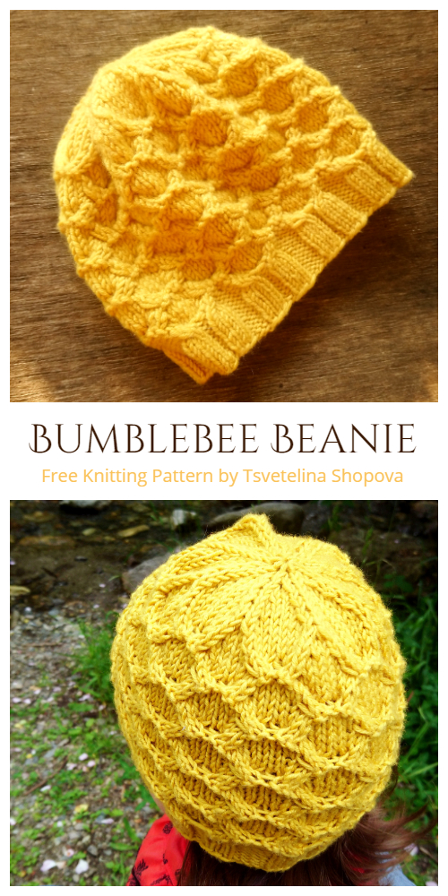Bumblebee Honeycomb Hat Free Knitting Patterns