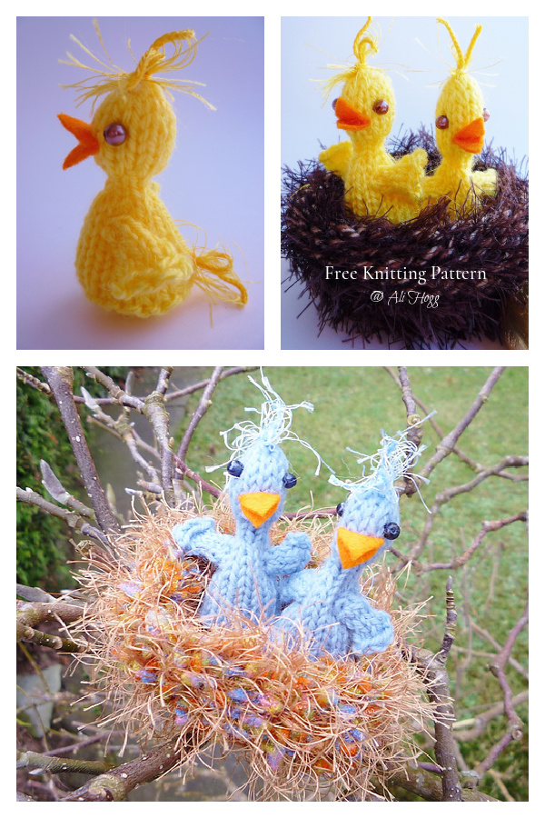 Easter Chicks & Nest Free Knitting Pattern