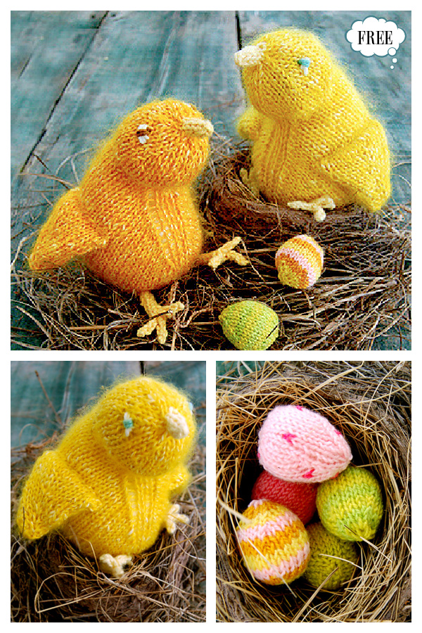 Fuzzy Easter Chicks Free Knitting Pattern