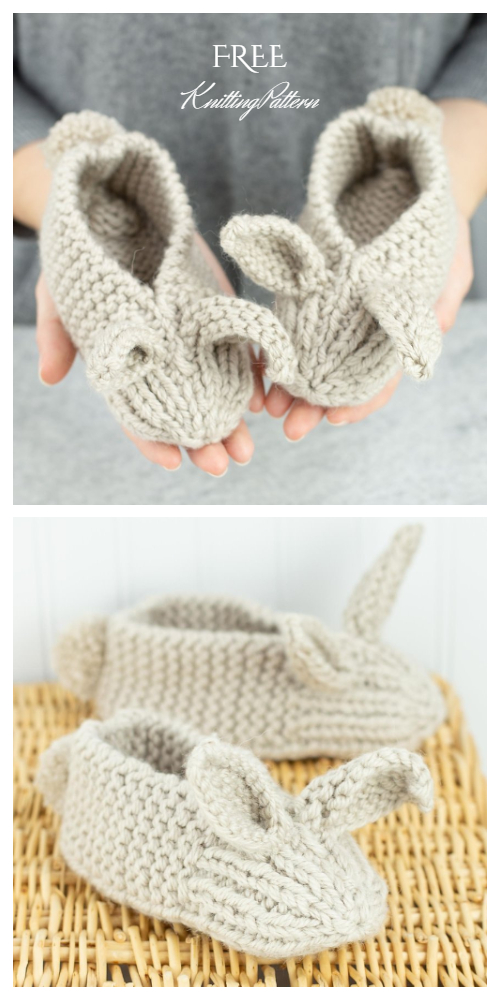 Family Bunny Slippers Free Knitting Pattern