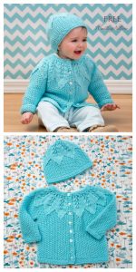 Knit Baby Leaf Cardigan Hat Set Free Knitting Patterns - Knitting Pattern