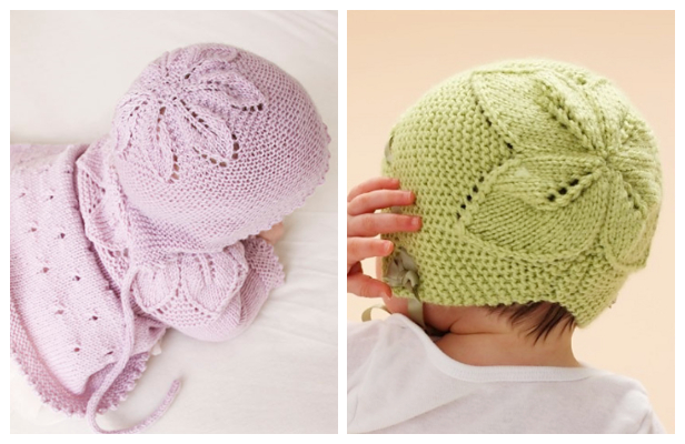 Knit Baby Leaf Cardigan Hat Set Kostenlose Strickmuster