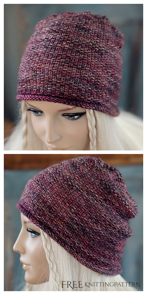 Knit Linen Stitch Beanie Hat Free Knitting Patterns