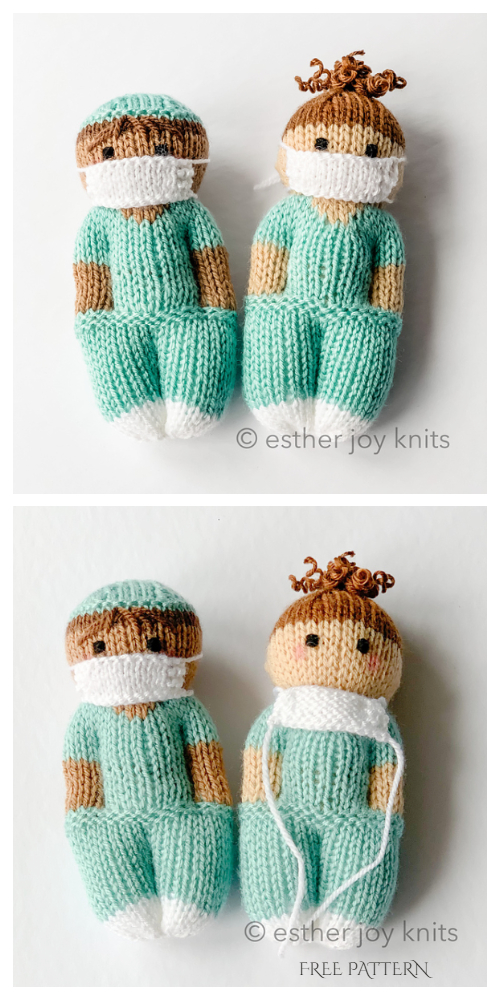 Knit One-Piece Toy Doll Nurse Mates Free Knitting Pattern