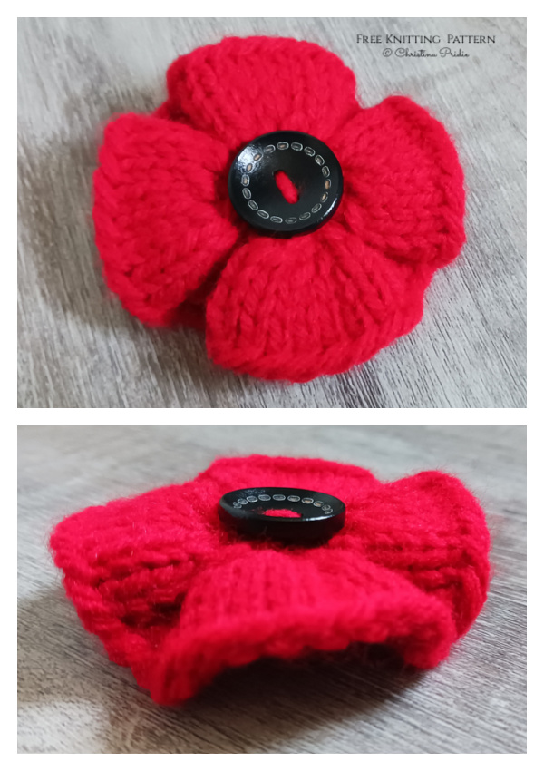 Knit Poppy Flower Free Knitting Patterns
