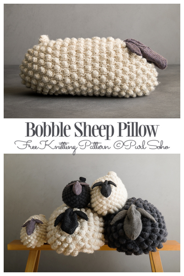 Knit Bobble Sheep Pillow Free Knitting Patterns