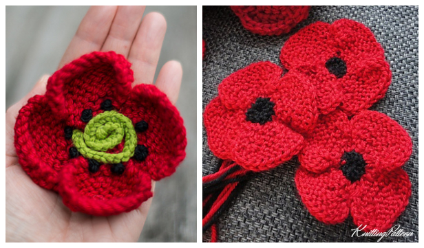 Knit Poppy Flower Free Knitting Patterns - Knitting Pattern