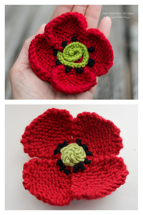 Knit Poppy Flower Free Knitting Patterns Knitting Pattern