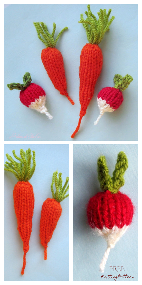 Knit Toy Carrot + Radish Free Knitting Patterns