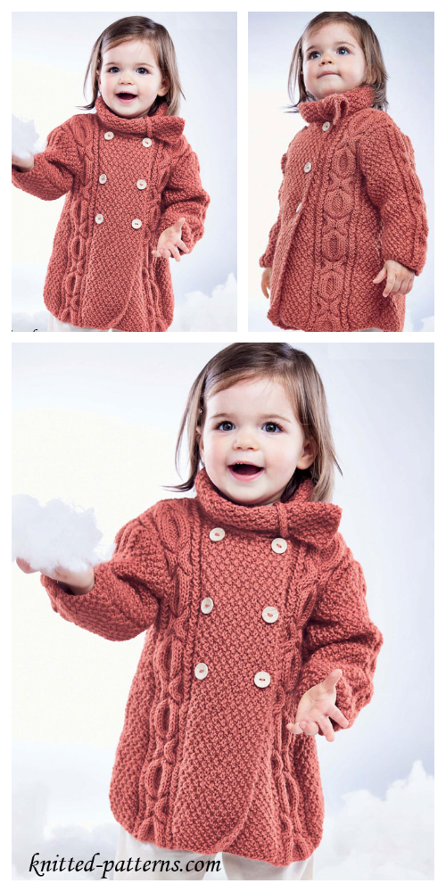 Knit Baby Cable Coat Free Knitting Pattern