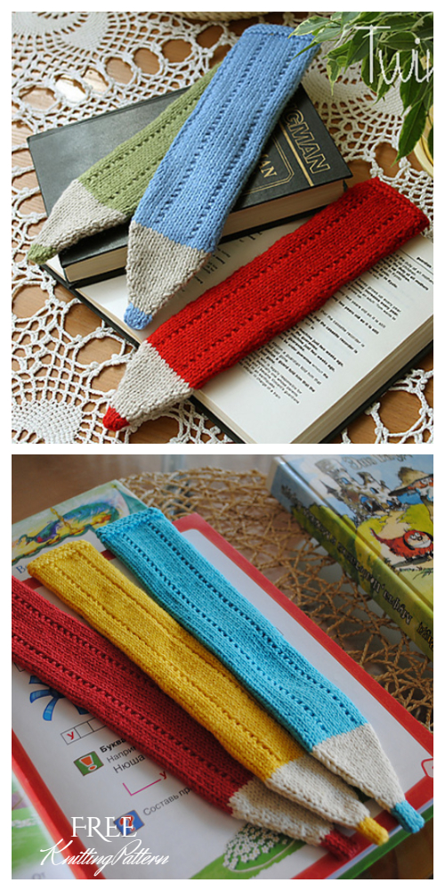 Knit Crayon Bookmark Free Knitting Pattern