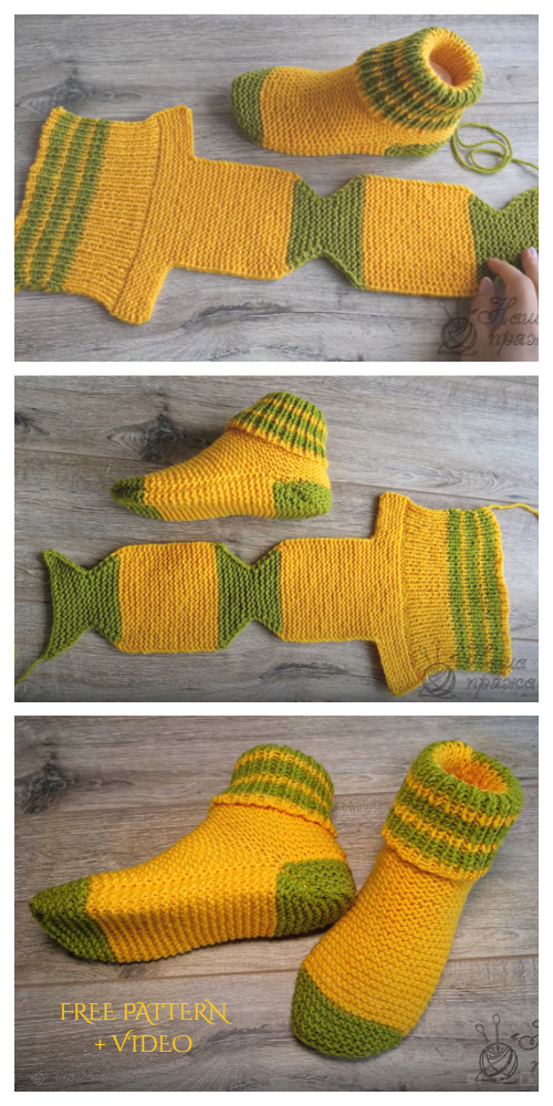 Knit Boot Socks, Step - By - Step Tutorial and Free Pattern Download