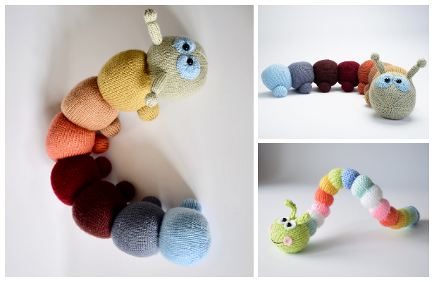 Knit Rainbow Caterpillar Free Knitting Patterns