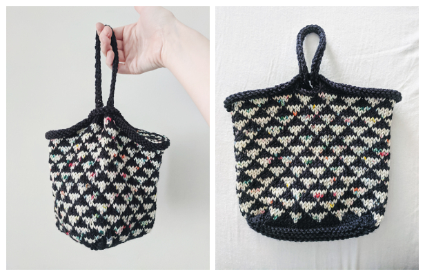 Knit Triangle Bottom Project Bag Free Knitting Pattern