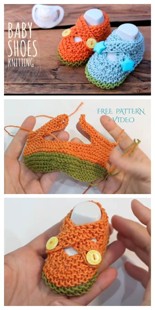Knit Crossover Baby Booties Free Knitting Patterns + Video