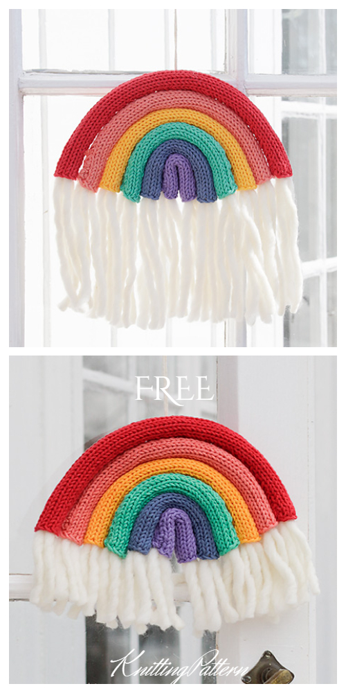 Knit Rainbow Wall Hanging Free Knitting Patterns