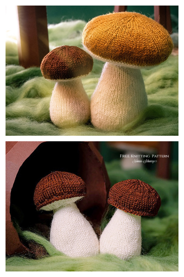 Amigurumi Porcini Mushrooms Free Knitting Pattern