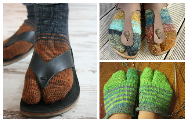 Easy Knit Tabi Split Toe Socks Free Knitting Patterns