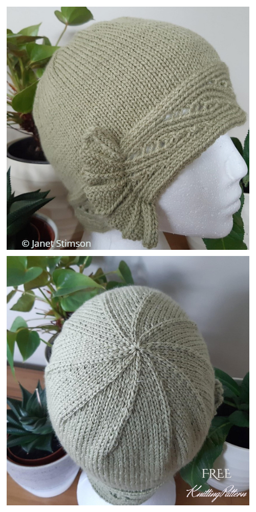 Knit Green Cloche Hat Free Knitting Pattern