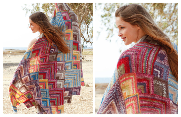 Knit Mitered Moroccan Colors Blanket Free Knitting Pattern