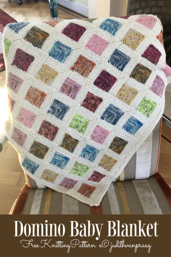 Knit Mitered Domino Baby Blanket Free Knitting Pattern