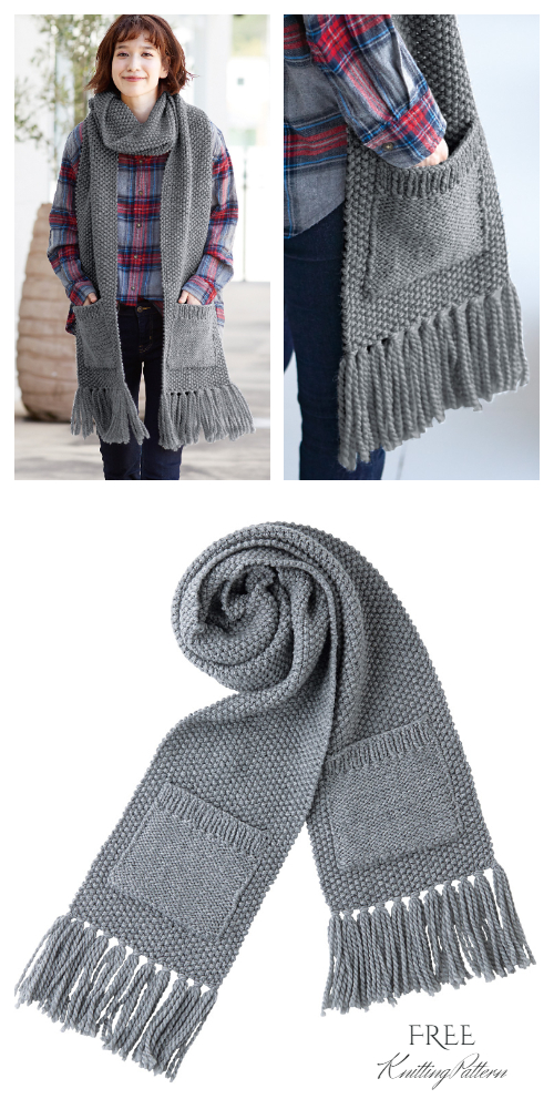 Knit Pocket Scarf Free Knitting Patterns