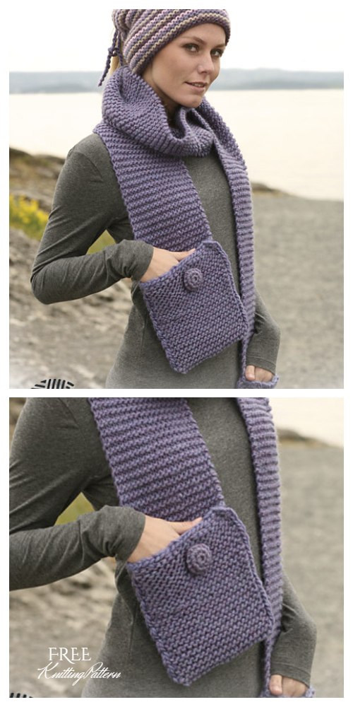 Knit Pocket Scarf Free Knitting Patterns